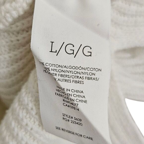 Cabi Sweater Large Ace White Nautical Tennis V-neck Pullover Bell Sleeve 5639 - Picture 5 of 10